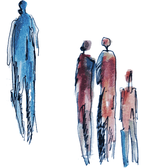 Ein Bild von mehrere Menschen – Du bist nicht allein.